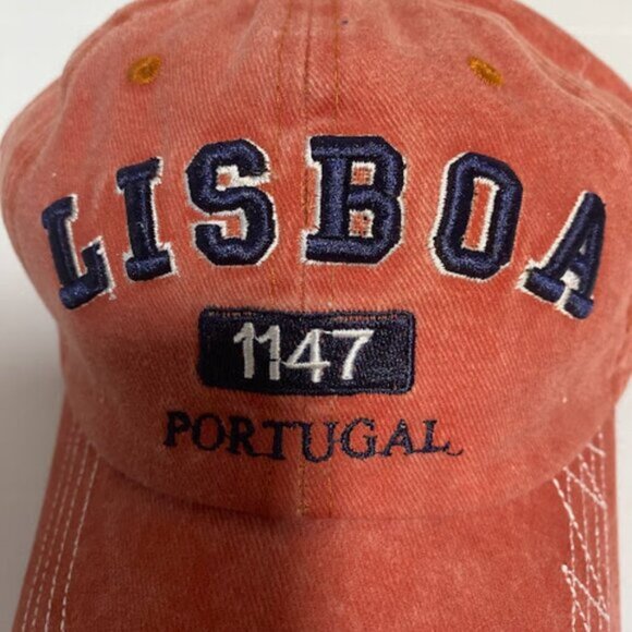 Portugal Lisboa Souvenir Distressed Orange Baseball Cap One Size NWT - Picture 8 of 11
